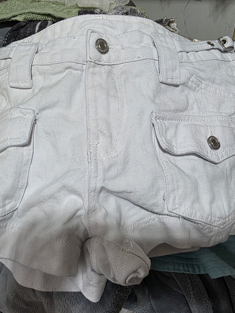 SHEIN White Denim Shorts with Cargo Pockets